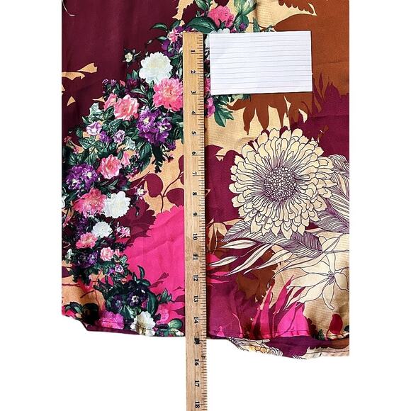 NWT Lulus Put on a Smile Burgundy Floral Print Satin Full Wrap Maxi Dress Small - Picture 3 of 8